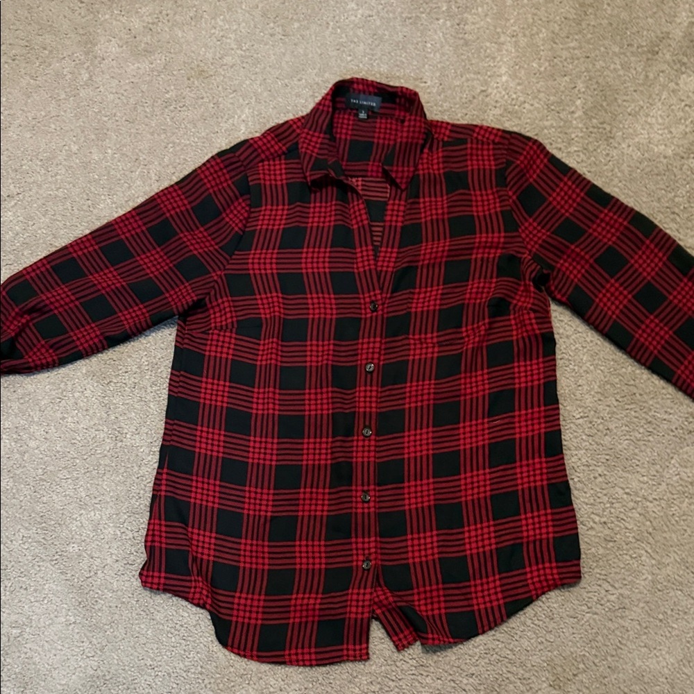 The Limited Red and Black Plaid Button Down  Shirt